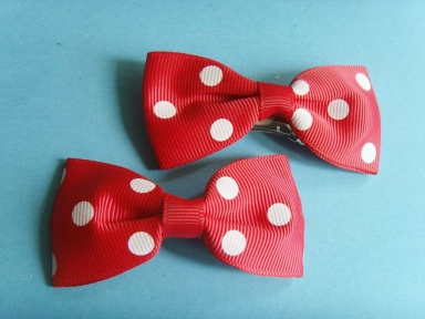 red polka dot prniting ribbon bos for hair decoration