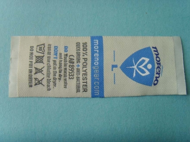 custom blue white fold care polyester label