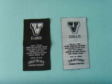 black clothing woven label