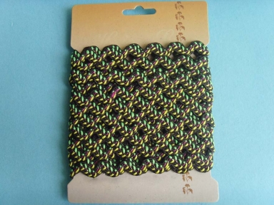 black leaf in green colour polyester ricrac cords